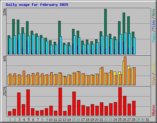 Daily usage for February 2025